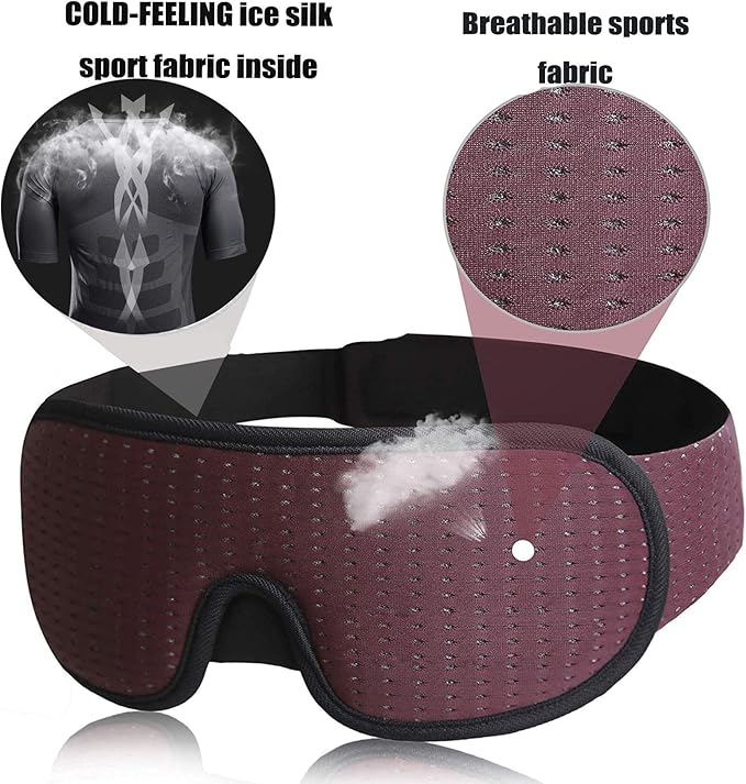 LEEKEN 3D Sleeping Eye Mask - 100% Lights Blockout Sleep Mask for Men Women, Cool Sports Fabric Eye Cover for Travel/Nap/Night Sleeping,Comfortable and Breathable