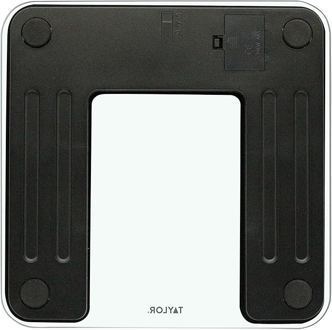 Taylor Digital Glass Body Composition Scale, Bathroom Scale for Body Weight, Measures Body Fat, Body Water, Muscle Mass and BMI, 10-User Recognition, FSA HSA Eligible, 400 lb Capacity, White and Black