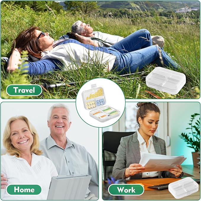 7 Day Pill Organizer with Snap-Lock Leakproof Design - Portable Travel Pill Case for Pills, Vitamins, Supplements, BPA-Free Mini Medicine Box for Work, Outdoor, Traveling (Clear)