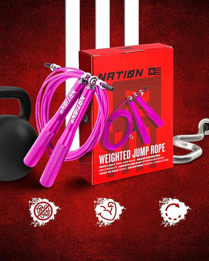 WOD Nation Aluminum Handle High Speed Adjustable Jump Rope for Women and Men - Perfect Skipping Rope for Boxing, Fitness, Workout