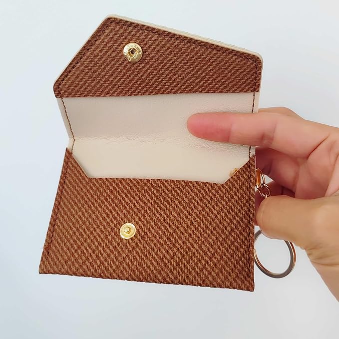 Birth Control Pill Case Wallet PU Leather Medicine Holder Keychain (Brown)