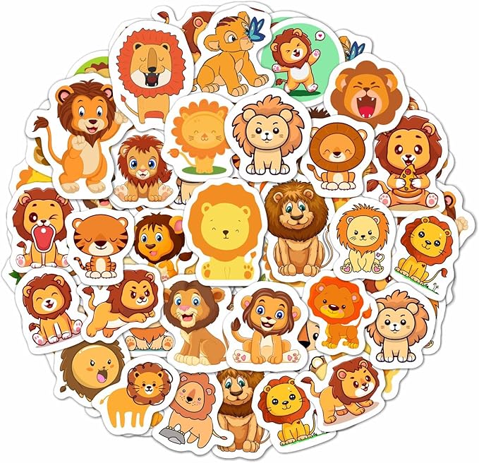 BulbaCraft Lion Stickers - Lion Gifts, Animal Birthday Party Decorations, Gifts for Women & Men