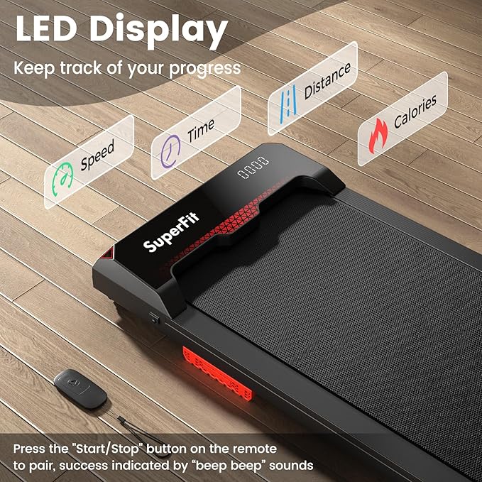 Goplus Walking Pad, 2.5HP 340LBS Capacity Under Desk Treadmill with Remote Control, APP-Enabled and LED Display, Portable Treadmills for Home Small, Office, Installation Free