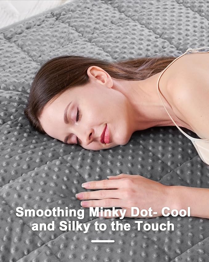 Weighted Blanket for Adults Twin Size 15 lbs, Soft Cooling Minky Dot Heavy Breathable Blanket for All-Season, Washable Weighted Throw with Glass Beads, 48 x 72 Inches, Grey
