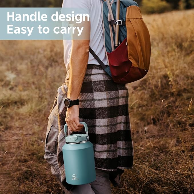 Gpeng 40 oz Tumbler with Handle, Water Bottles with Straw Lid, Insulated Stainless Steel Travel Mug Cup Holder Friendly, Keep Drinks Cold or Hot for 48+ Hours