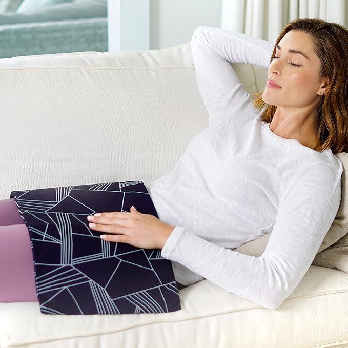 Pure Enrichment PurePureRelief Express Designer Series Electric Heating Pad - 12” x 24” Fast-Heating with 4 Heat Settings, Machine-Washable Fabric, & 2-Hour Auto Safety Shut-Off - Navy Graphic