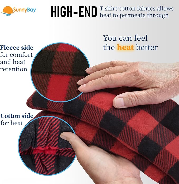 SunnyBay Microwave Heating Pad, Microwavable Heated Neck and Shoulder Wrap, Soothing Weighted Moist Heat or Ice Pack with Flaxseed and Lavender, 26x5 Inches, 2.5 lbs, Buffalo