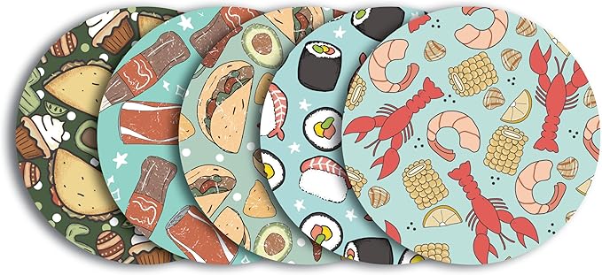 Glucomart Adhesive Patches for Freestyle Libre 3, Lingo, Instinct, Dexcom G7 & Stelo (5 Count) – Strong CGM Patches, Waterproof & Sweatproof, 15-Day+ Hypoallergenic Overpatch (Foodie)