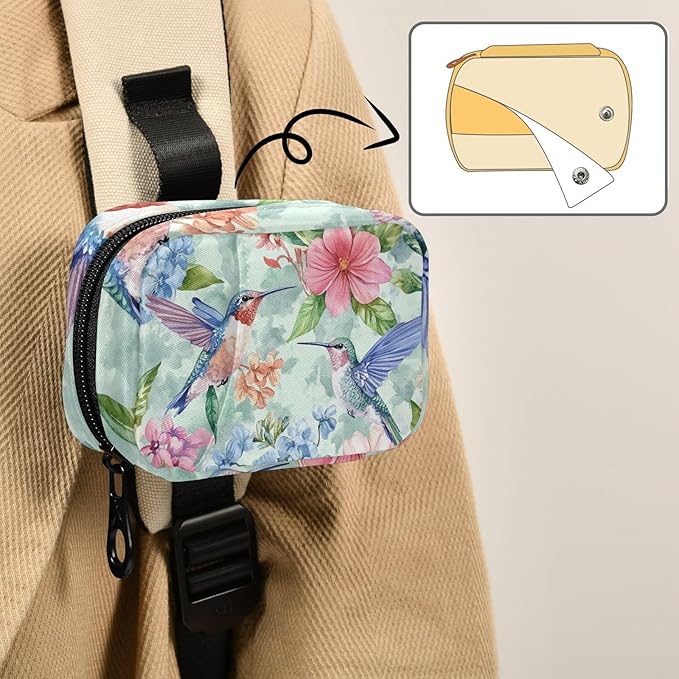 Travel Pill Case Hummingbird Birds and Flowers Weekly Small Pill Box 7 Day Pill Box Pill Organizer Bag