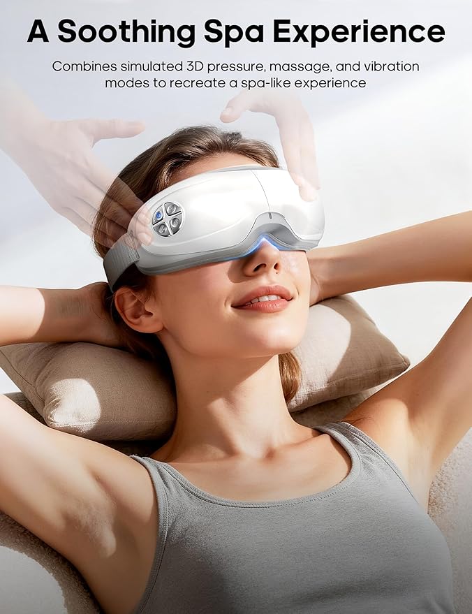 Lupow Eye Massager with Heat, Gift for Women & Men, Eye Mask with Music & White Noise for Migraine, Dry Eyes & Migraines Relief - Birthday, Christmas Gifts for Mom/Dad, Her/Him