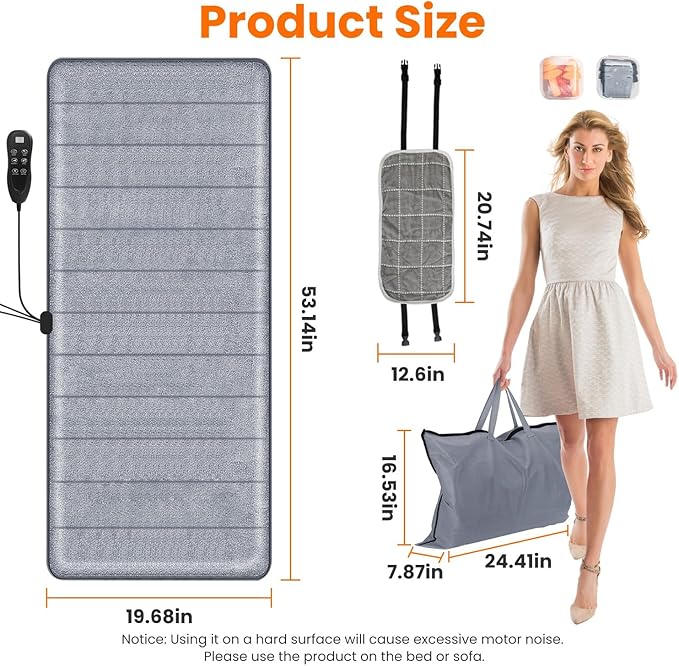 Heat Vibration Massage Mat Full Body Electric Massage Cushion Back Massage Pad with 10 Vibration Motors Timer Neck Massage Pillow Massage Mat for Chair Sofa
