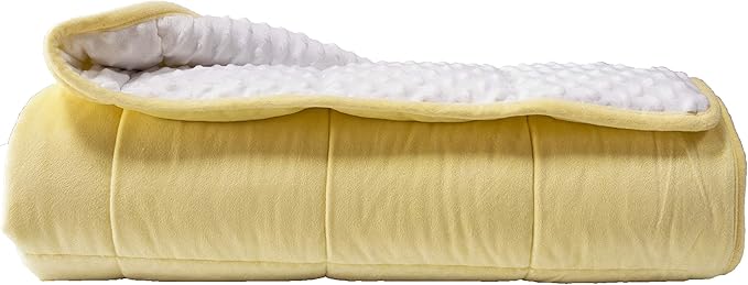 ALANSMA Reversible Weighted Blanket for All Season, Luxury Velvet, Warm and Cool, Adult 20Lb Yellow Weighted Blanket, Enjoy Sleeping Anywhere(Light Yellow,60"x80" 20lbs)