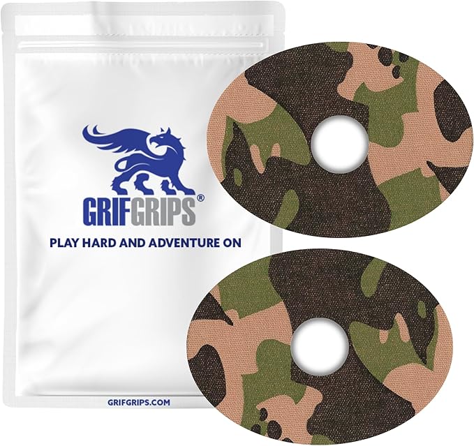 GrifGrips Oval CGM Adhesive Patches — CGM Covers Sensor Patch Overpatch Compatible for Libre 2/3, Guardian 4, Enlite Sensor - Original Adhesive Pack of 15 - Camo