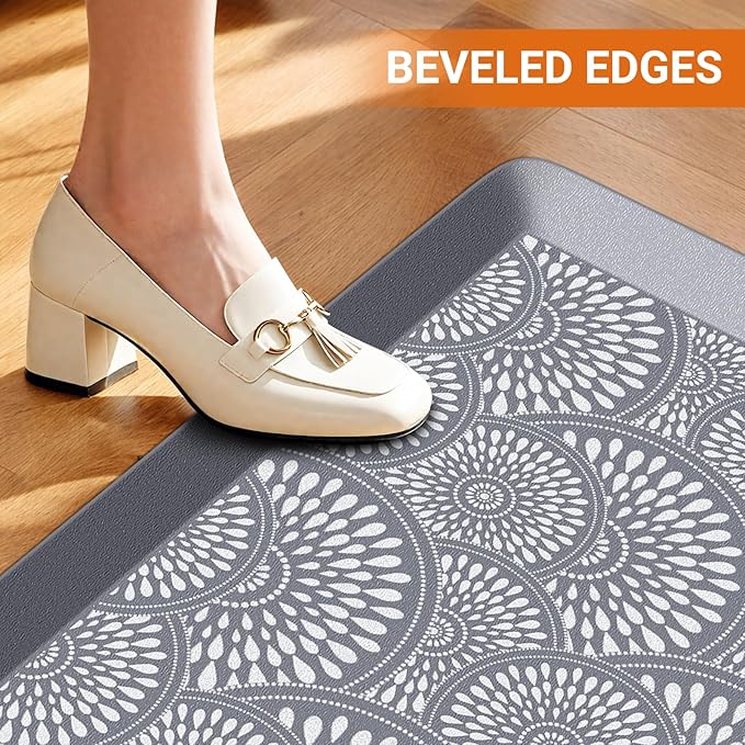 Mattitude Kitchen Mat, 17.3x60in Heavy Duty Ergonomic Comfort Foam Standing Desk Mat, Waterproof Non-Slip Standing Mats and Rugs for Kitchen, Office, Laundry, Grey