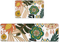 Boho Floral Kitchen Rugs Sets of 2 Anti Fatigue Cushioned Long Kitchen Mats for Floor Farmhouse Kitchen Rugs Non Slip Waterproof Mid Century Botanical Comfort Standing Mat for Sink Laundry