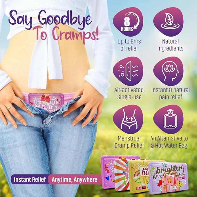 Period Heating Pad for Cramps – Period Kit for Teens, Tweens, Girls, and Women Essentials -Period Stuff -Disposable Heating Patches for Menstrual Cramp Pain Relief, Portable Heat Therapy