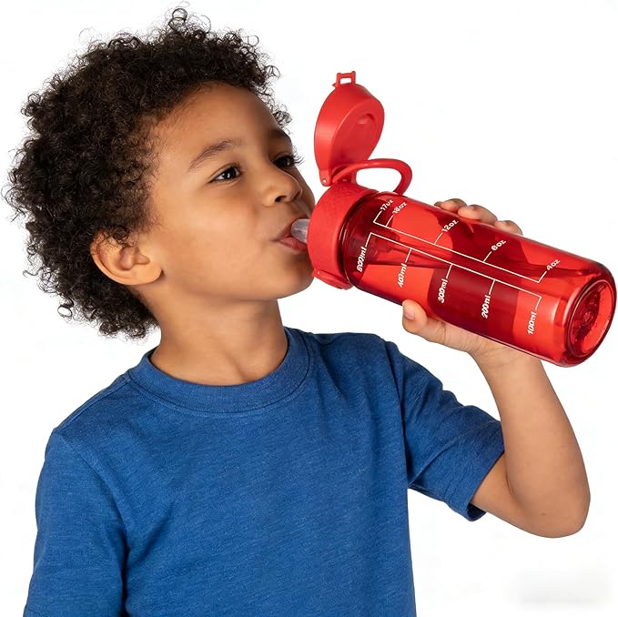 GOPPUS 17oz Kids Water Bottle for School -Straw, Leak-Proof Tritan Sports Bottle Time Marker Reusable for Girls Boys