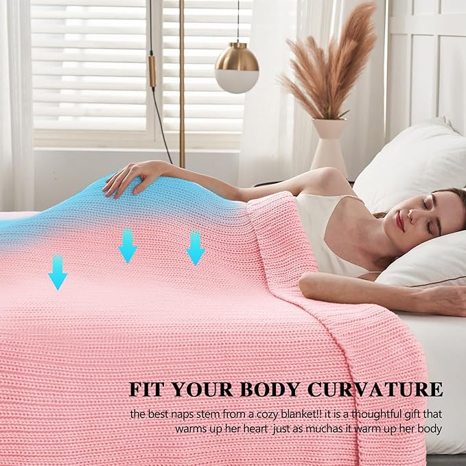 L'AGRATY Knitted Weighted Blanket - 50"x60" 7lbs Cooling Chunky Knit Heavy Blanket for Adults Braided Crochet Throw Thick Cable Yarn Knit Decorative No Beads Evenly Weighted Machine Washable
