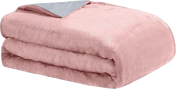 Dream Lab Amethyst and Quartz Crystal Cooling Reversible Weighted Blanket with Removable Cover, 15 Pounds, Soft Pink