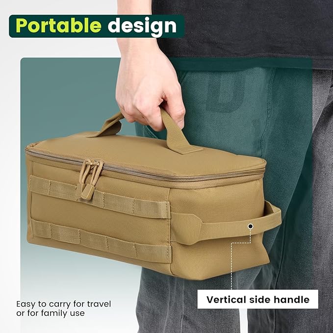 First Aid Bag Empty,Travel Bag Empty Pill Box Organizer, Portable Travel Pill Bottle Organizer for Home Outdoor Emergency Traveling(brown,13.78 x 5.91 x 4.72 in)