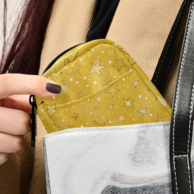 Cute Golden Stars and Dots Travel Pill Organizer Case Box Container Weekly Portable Vitamin Medicine Holder Storage Bag with Zipper Removable