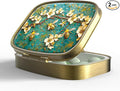 Small Pill Box Pill Case with Mirror Retro Pocket 2 Compartment Pill Holder for Purse or Pocket Bronze Portable Medicine Vitamin Container Fish Oil and Supplement Storage BPA-Free(Bees)