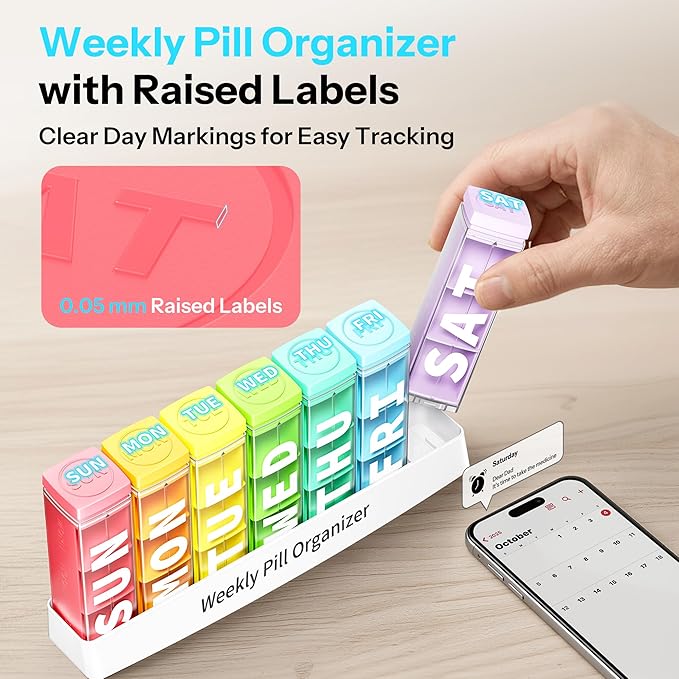 Betife Large Weekly Pill Organizer 3X a Day, Detachable Pill Box 7 Day, Daily 3 Times Pill Case, Travel Pill Container Holder, Week Medication Dispenser Pillbox for Vitamin Supplement Medicine（White）