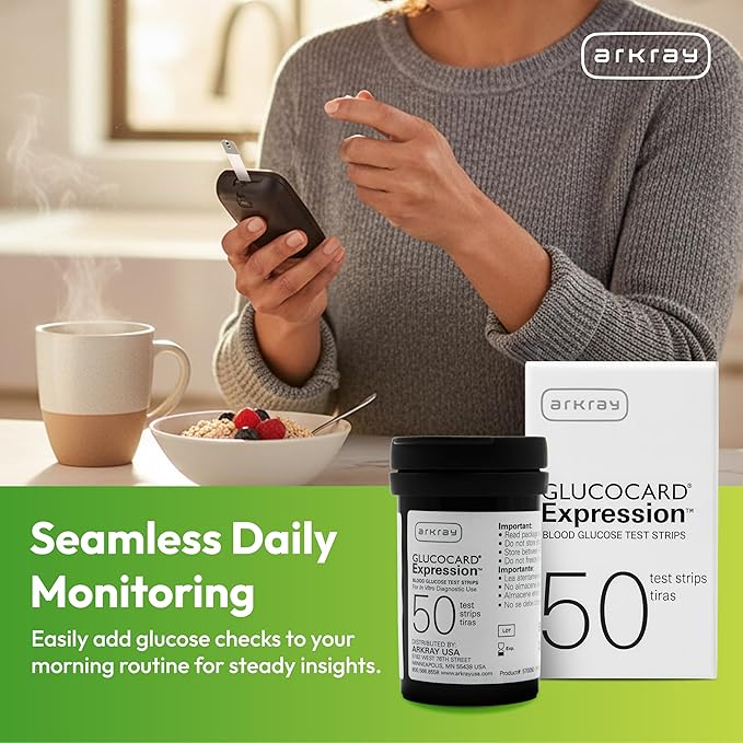 ARKRAY GLUCOCARD Expression Blood Glucose Test Strips - No Coding, 0.8 Microliter & Fast 6-Second Results - Compatible with GLUCOCARD Expression Blood Glucose Meter - 150 Count (3 Packs of 50)