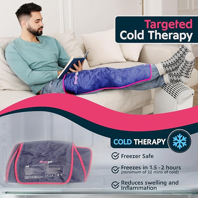 Magic Gel Leg Ice Pack - Professional Cold Therapy - Wrap Around Shin Ice Packs - Full Leg Ice Pack Wrap Around Entire Leg - Cool Down Your Legs Shins Hamstrings - Ice Packs Sleeve