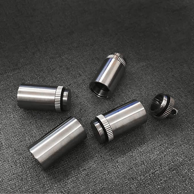 Portable Multi-Layer Pill Case Waterproof Equipment Storage Tank Pure Titanium, Small Portable Pill Case Medicine Bottle Keychain Emergency Outdoor First Aid Box Supplies (Style 1)