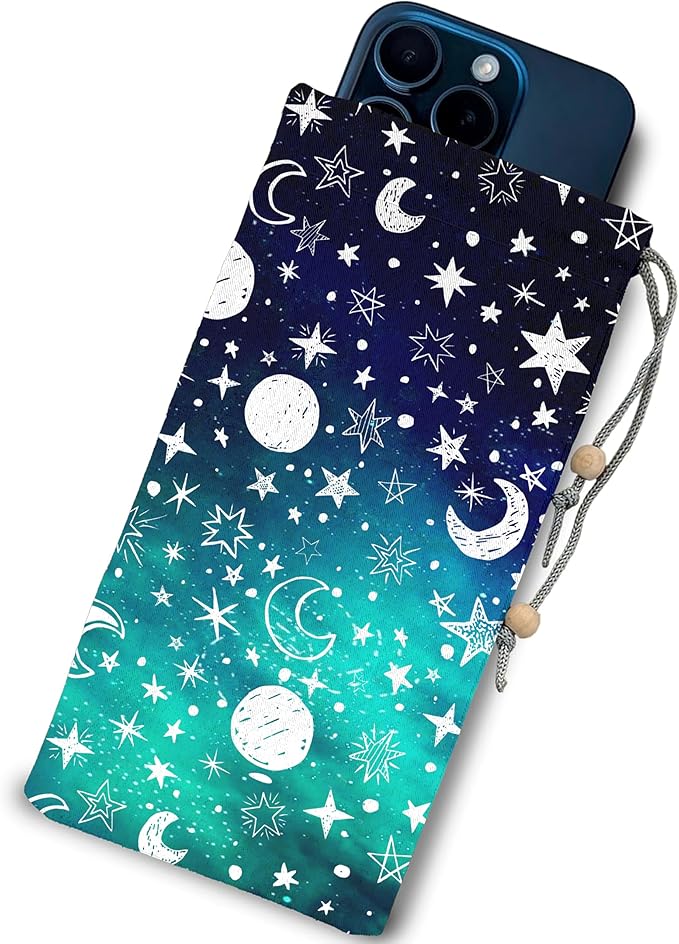 EMF Shield Sleeve for Cell Phone Reduce Signal Anti-EMP Pouch Against Radiation, EMF, 5G, RFID Blocking 4x8 Inch Moon and Star Phone Sleeve Bags