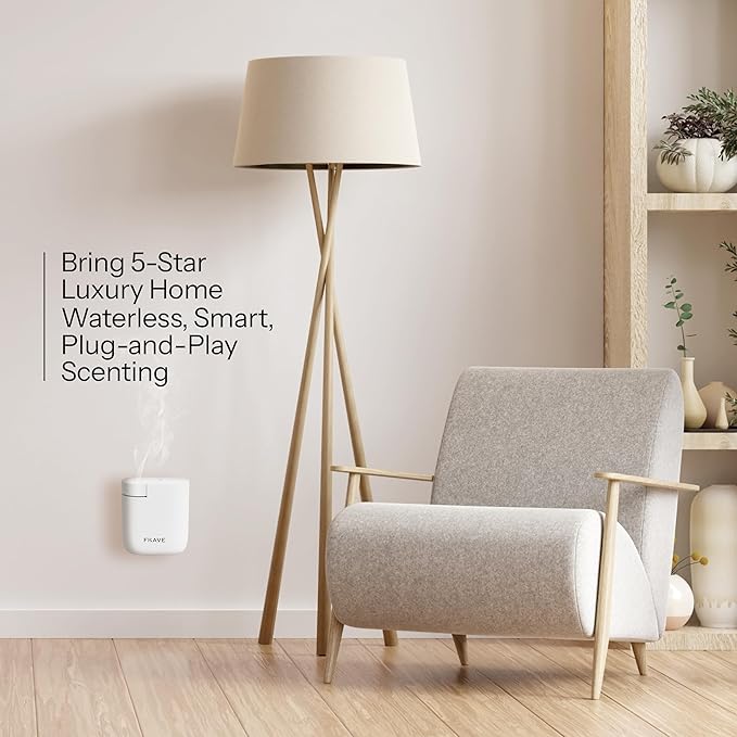 Air Lux Diffuser, Plug-in Waterless Diffuser for Essential Oil, Smart Bluetooth App Control, Covers Up to 500 sqft 60ml Capacity, Home Office Hotel Scent Diffuser, Cold Air Technology, White