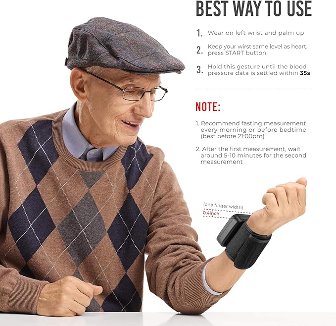 Wrist Blood Pressure Monitor, Tovendor Home Automatic Blood Pressure Cuff Wrist with Portable Carrying Case, 2 * 90 Reading Memory Dual Users Mode, 2 AAA Battery Included