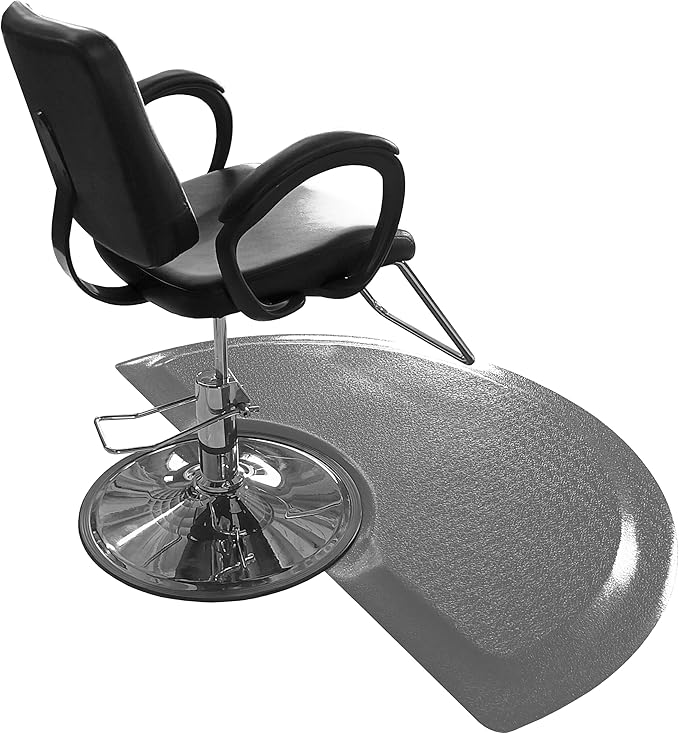 Rhino Mats, Rhino Hide Salon Mat, Non-Slip Standing Cushioned Comfort Anti-Fatigue Mat for Salon, Barbershop, or Spa (Gray Semi-Circle, 3' x 5' x 1/2")