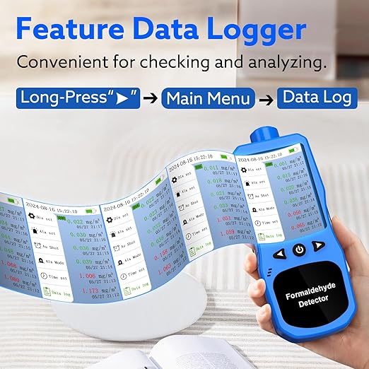 Formaldehyde Detector, Rechargeable HCHO Monitor with Vibration, Visual & Sound Alarms, Temperature Humidity Meter, Formaldehyde Air Quality Tester for Home, Work
