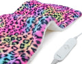 Weighted Heating Pad - Plush 2.3LB Hot Heated Pad for Back Pain Relieve - Dry & Moist Heat Option - Auto Shut Off Function-Holiday Gifts for Women Men Mom Dad (Leopard Print, 12''×24''Red BH)