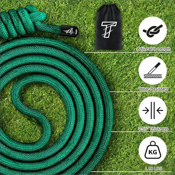 Flow Rope Exercise Jump Rope For Fitness, Working Out, Flow with 9 Ft Adjustable Double Woven Workout Rope For Men, Women, Beginners' Training – Indoor & Outdoor Cardio