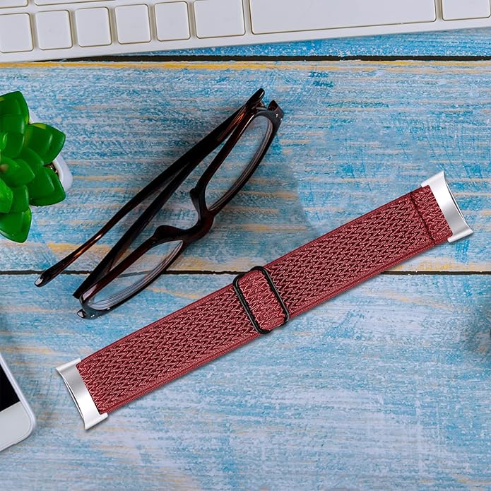 Lijinlan Nylon Band Compatible with Fitbit Charge 5 Advanced Fitness & Health Tracker, Elastic Woven Strap Stretchable Wristband Watch Bands Replacement for Charge 5 for Women Men