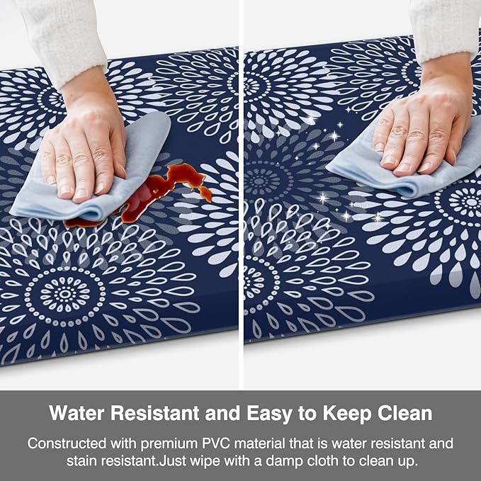 LuxStep Kitchen Mat Cushioned Rugs Anti-Fatigue Mats for Kitchen Floor,Waterproof Non-Slip Mats and Rugs Set for Office,Floor,Laundry 17.3"×30"+17.3"×59",Blue