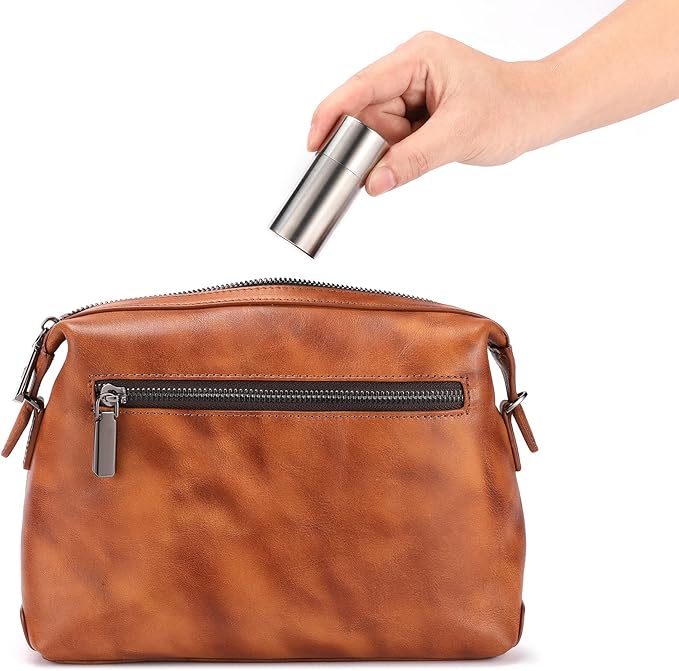 Portable Pill Holder Keychain, Small Metal Pill Case Waterproof Pill Box Container Mini Stainless Steel Pill Organizer for Travel Purse Pocket