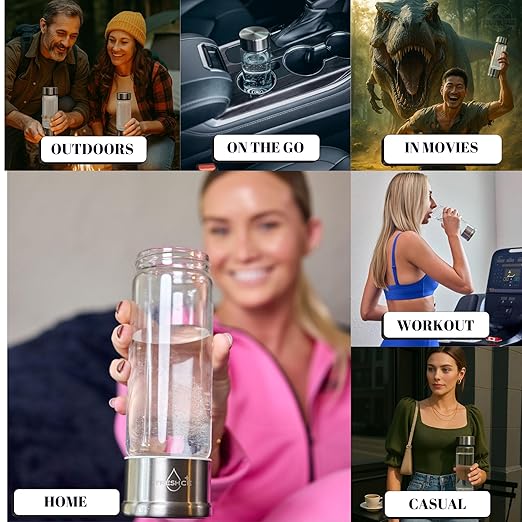 Hydrogen Water Bottle – Hydrogen Water Machine Generator, Glass Water Bottle with SPE/PEM Technology, Portable Rechargeable Water Electrolyzer 1800 PPB, BPA-Free for Home, Office, Gym & Travel