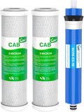 Combo Pack FX12P and FX12M or TFM-24 Water Filter Replacement, Compatible GE RO Set GXRM10RBL GXRM10G Reverse Osmosis Systems, 2 x Carbon Block Filters, 1 x 50 GPD RO Membrane Filter