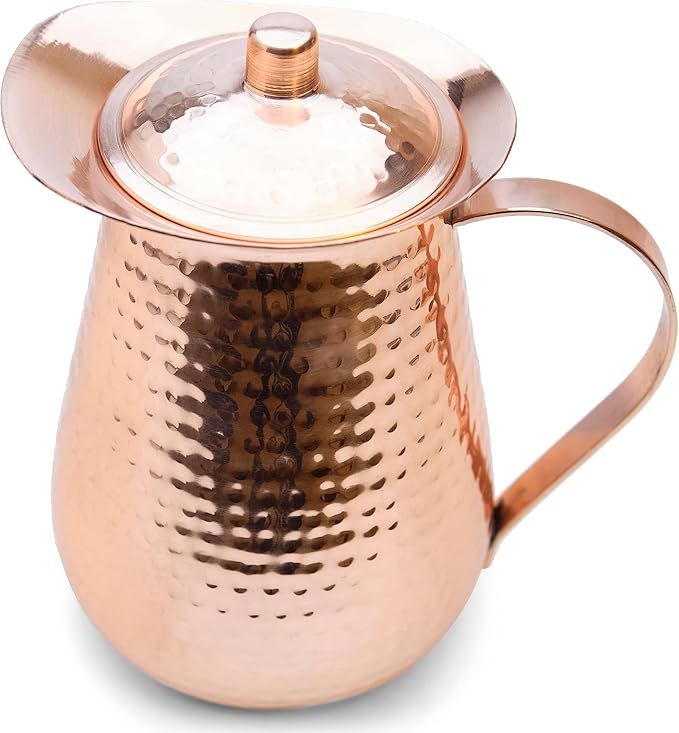 Large Pure Copper Pitcher (70 oz. /2000 ml) with 2 Tumblers for Drinking Water | Vase | Water Jug Set