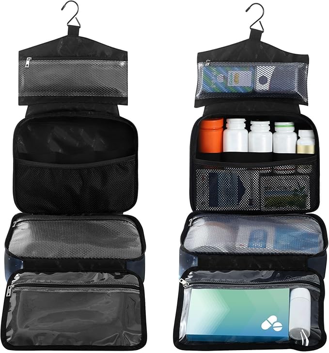 Fustylead Mysterious Unicorn Silhouette in Galaxy Nebula Large Medicine Bag Travel Pill Bottle Organizer with Zipper, Empty First Aid Bag for Camping Hiking Outdoors