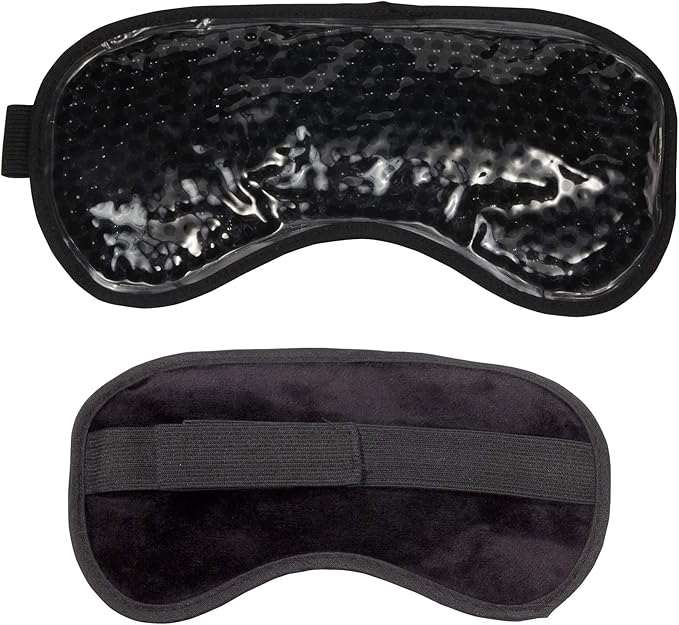 Cooling Eye Mask Reusable Gel Eye Mask for Puffy Eyes,Ice Eye Mask Cold Eye Mask Frozen with Plush Backing for Headache,Migrain,Stress Relief-Color Black