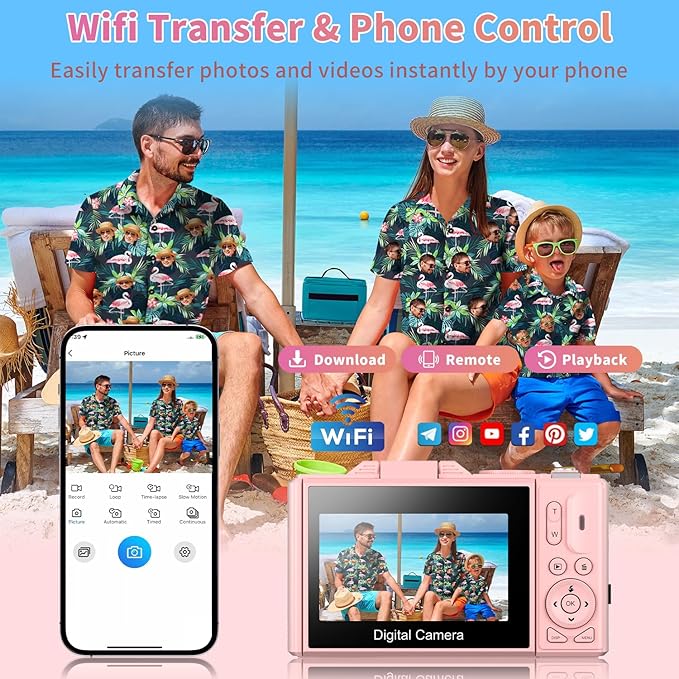 Ourlife Cameras for Photography,5K 75MP Autofocus Vlogging Camera for YouTube with 18X Zoom,3" 180°Flip Screen Selfie Digital Camera Compact Travel Camera for Beginner Teens,2*Battery(32GB Card)