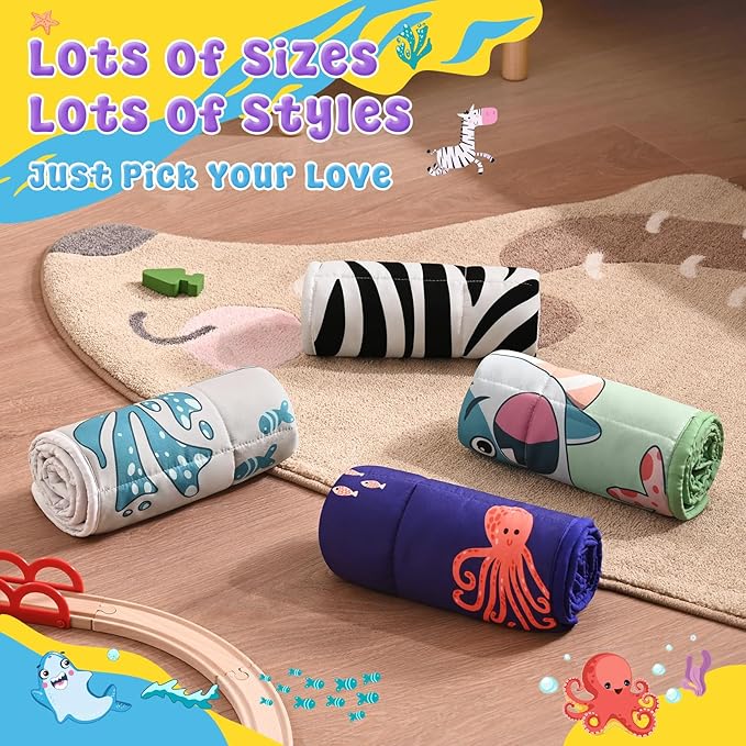 anfie Weighted Lap Pad 2 Pounds, Weighted Blanket (30"*40") Cooling Blanket for Sleeping,Weighted Throw Blanket for Travel Indoor Outdoor (Green Shark)