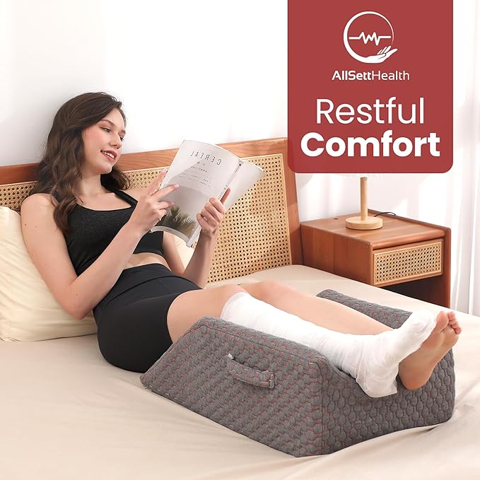 Double Leg Elevation Pillow Post Surgery Leg Pillow | Ankle Knee Surgery – Memory Foam Leg Rest Support Pillow for Injuries, Leg Pain, Hip, Knee Pain, Improve Blood Circulation 29” x 16” x 9.5”