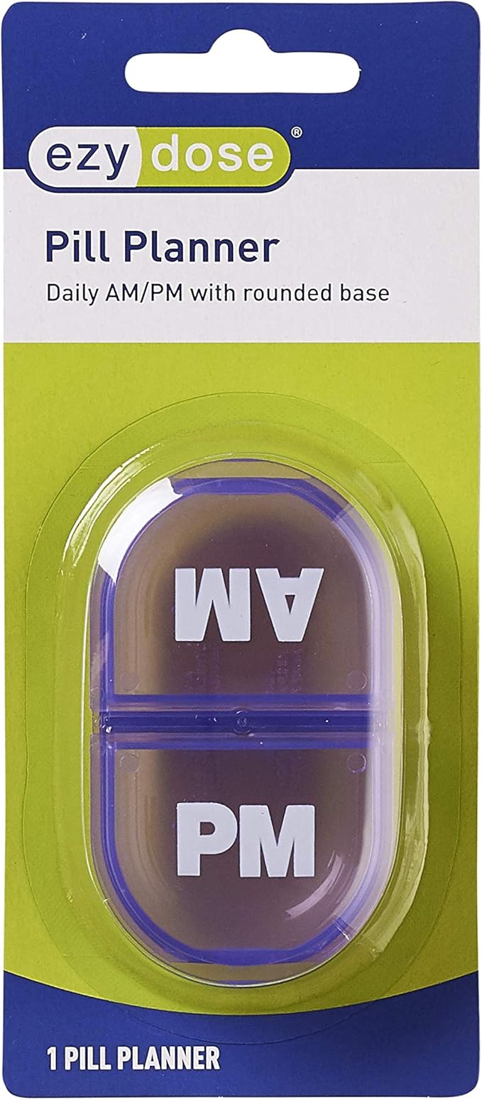 Ezy Dose Travel Pocket Pharmacy Pill Box and Medicine, Vitamin Container, Daily, AM PM Planner and Storage, Snap Compartments, Pack of 6, Colros May Vary