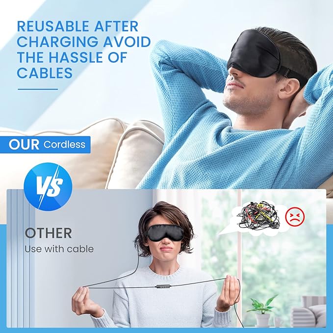 Heated Eye Mask Cordless,Silk Eyes Heating Pad for Sleeping,Washable Sleeping Dry Eye Mask for Dry Eyes, Blepharitis, Sinus Migraine